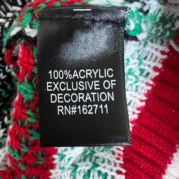 Blizzard Bay Mens Ugly Christmas Fair Isle Sweater XL Cow Santa Hat Pom Pom Bell - Picture 6 of 7